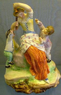 Woman with Flute and Two Boys