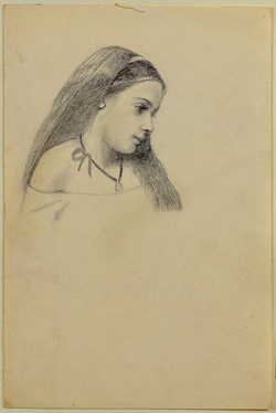 Head of a young girl in profile, facing right