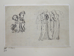 Putto with Butterfly, and a Group of Standing Figures
