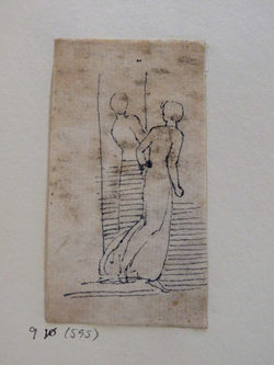 Woman walking by a Mirror