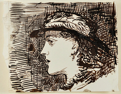 Head of a Woman in Profile, wearing a Hat