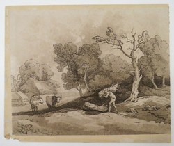 Landscape with a man carrying a bundle of sticks