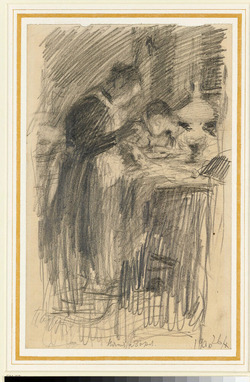 Boris Pasternak reading with the Nanny standing by