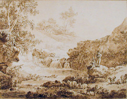 Landscape with figures near a river