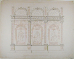 An architectural design of four pilasters