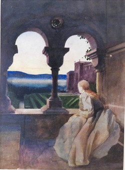 Seated woman seen from behind