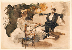 A Man and a Woman seated in an Interior