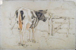 Recto: Cow seen from behind before a Gate
Verso: Cow seen from front with Gate on right