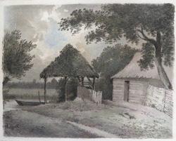 Farm Buildings on the edge of a River