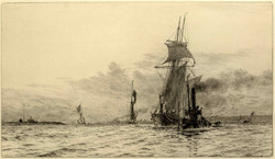 Seascape, with Sailing Ships and a Tug