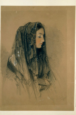 Head of an Italian Girl in a Mantilla