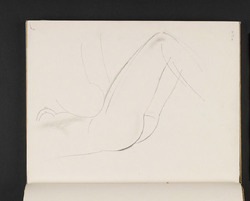 Female nude from the rear, leaning over a chair
