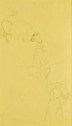 Sheet of Studies of a Man, a Woman and a Cow