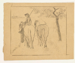 Man riding side-saddle, and another horse