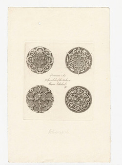 Four spandrels from the arches of the Bayeaux cathedral