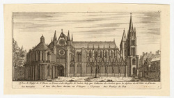 View of the church of Saint-Denis and the Valois Mausoleum from a side courtyard