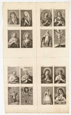 Four uncut plates with sixteen images of the Virgin and Christ
