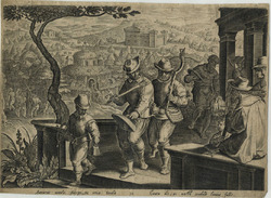 Three men leaving for hunting snipes and birds with crossbows