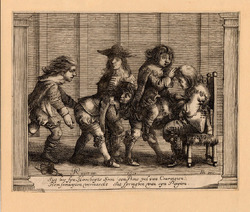 Six boys, playing leap-frog