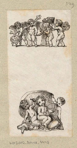 Marriage of Cupid and Psyche, Three cherubs playing with a canopy