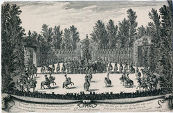 First day, the king and his court in the camp before the opening