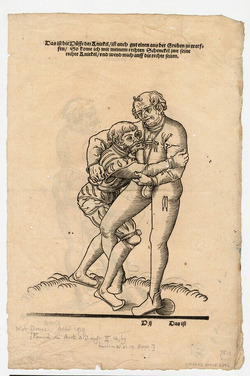 Recto: Two men wrestling
Verso: Two men wrestling