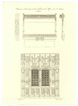 Elevation of a fireplace and decorations of two windows of the S. Armand's Abbey at Rouen