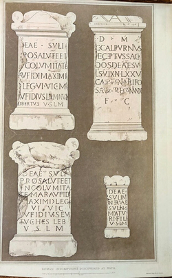Four Roman votive altars with Latin inscriptions