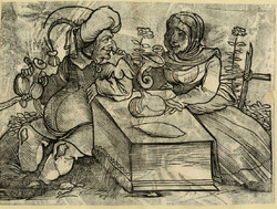 Recto: Drunkard and his wife
Verso: The Holy Family with Saint Anne and Saint Joachim, trimmed