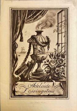 Bookplate of Adelaide Livingstone (died 1970)