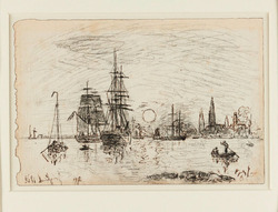 Soleil couchant, port d'Anvers