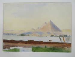 Distant View of the Pyramids of Giza