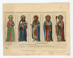 Portrait of Edward the Confessor with five unidentified figures, from the stained-glass in the East Window of Westminster Abbey