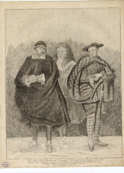 Portrait of John Lacey in role as his three principal characters