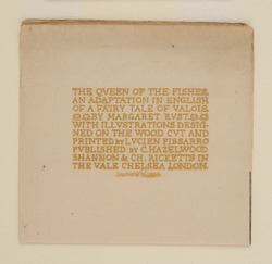 Title page lettering for 'The Queen of the Fishes', in gold