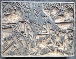 One of five woodblocks for Les Petits Vieux (Verhaeren), the line block