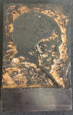 Woodblock for head of woman