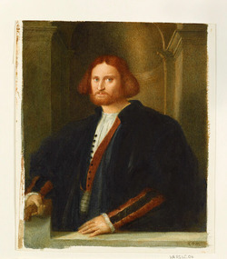 Drawing of Palma Vecchio's Portrait of a Man, called 'Francesco Querini'