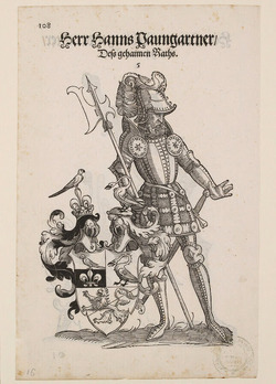 Recto: A Man in Armour with the Arms of Hanns Paungartner 
Verso: A Man in Armour with the Arms of Conradt Eehlinger the Elder