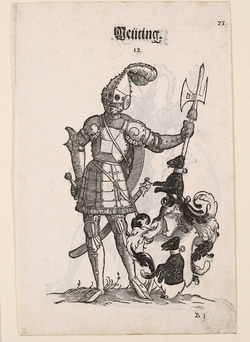 Recto: A Man in Armour with the Arms of Deüting 
Verso: A Man in Armour with the Arms of Peütinger