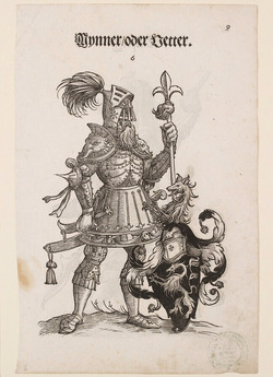 Recto: A Man in Armour with the Arms of Dynner or Vetter 
Verso: A Man in Armour with the Arms of Onsorg