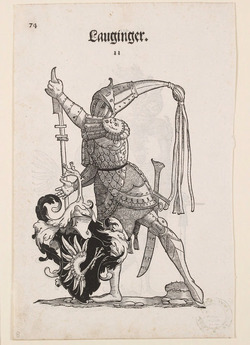 Recto: A Man in Armour with the Arms of Lauginger 
Verso: A Man in Armour with the Arms of Arzt