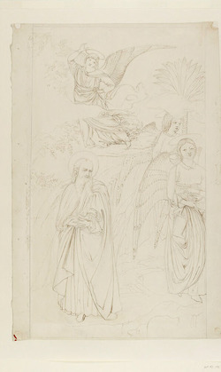 Drawing of Abraham parting from the Angels from Benozzo Gozzoli's 'Story of Abraham and Hagar' in the Camposanto, Pisa