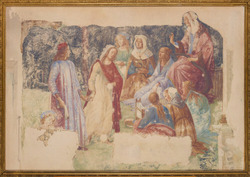 Drawing of Botticelli's fresco of 'Lorenzo Tornabuoni presented to the Liberal Arts'