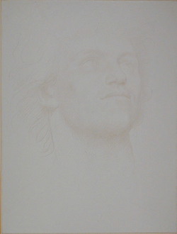 Head of a young man, looking up to right
