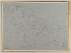 View of a cliff overgrown with trees