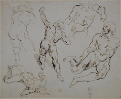 Five studies of male nudes, after Géricault