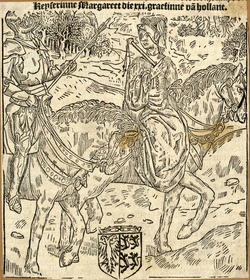 Margaretha van Henegouwen on horseback
