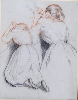 Two Studies of a kneeling woman