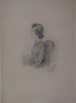 Profile portrait of Lady Evelyn Stanhope